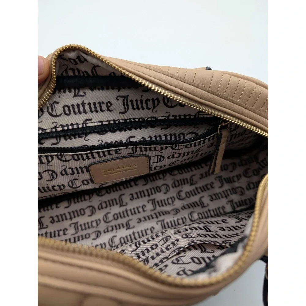 Juicy Couture Lovely Girl Satchel Bag Womens Small Pecan Heart Bow Charm Logo‎
